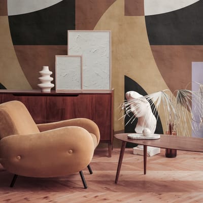 Fotobehang Profhome 398591-GU vliesbehang hardvinyl warmdruk in reliëf glad met grafisch patroon mat bruin beige zwart violet 1,59 m x 2,8 m
