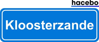 Hacebo - Plaatsnaam Sticker - 29x10 CM - Kloosterzande sticker - Verkeersborden sticker - grappige cadeaus - Kloosterzande