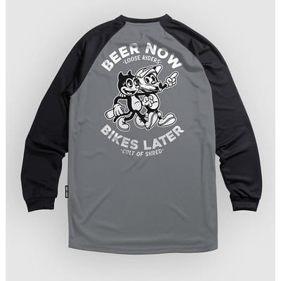 Loose Riders Beer Now Bikes Later Long Sleeve Jersey grijs