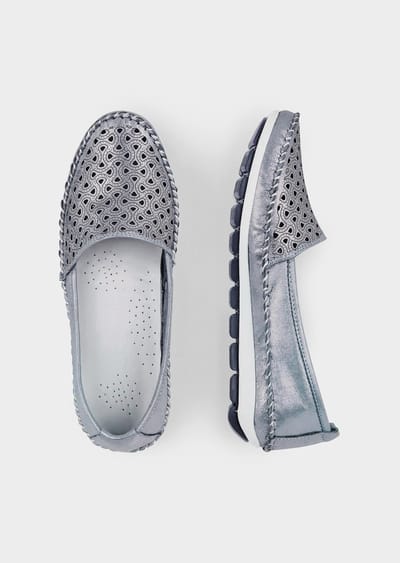 Leren schoenen met verwisselbaar voetbed - blauw / metallic - Gr. 39 van Goldner Fashion