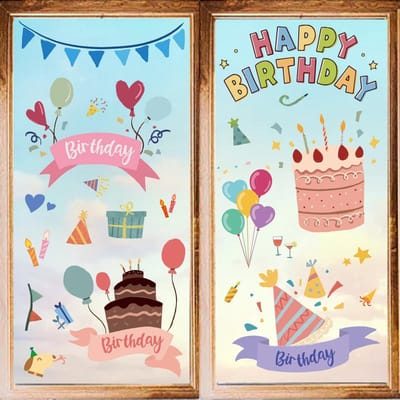 IMstore - Verjaardagstaart Muurstickers - Waterdicht - PVC - Zelfklevend - Decoratie voor Feest - 8 Stijlen - Geschikt voor Slaapkamer