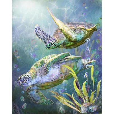 Diamant Borduurwerk Kruissteek Zeedier Schildpad Paar Volledige Ronde Boor Diamant Schilderij 20X30CM gray
