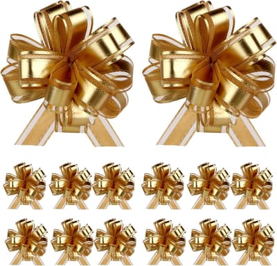 12 Stuks Gouden Cadeau Strikken - Grote Decoratieve Strikken van 11 cm voor Feesten, Bruiloften en Creatieve Versieringen