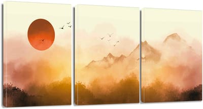 Dailygoods- Muurkunst Canvas Prints - Zonsopgang Mistige Bosbomen - Ingelijst Muurkunstwerk - Wanddecoratie 30 x 40 cm - Perfect voor Badkamer/Woonkamer - Massief Houten Frame - Canvasprint