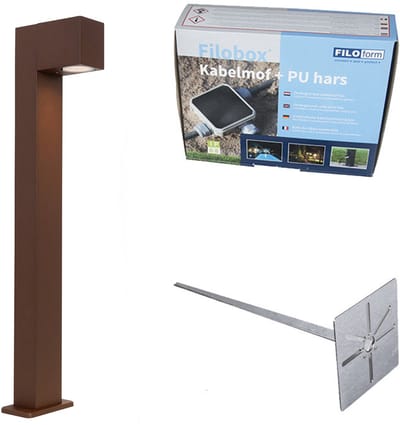 QAZQA baleno - Industriele Staande Buitenlamp | Staande Lamp voor buiten - 1 lichts - H 650 mm - Roestbruin - Industrieel - Buitenverlichting