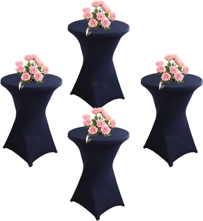 Cocktailtafelhoezen - Statafelhoezen Stretch - Feestelijke Decoratie - Kreuk- en Vlekbestendig - 80 x 110 cm - Donkerblauw