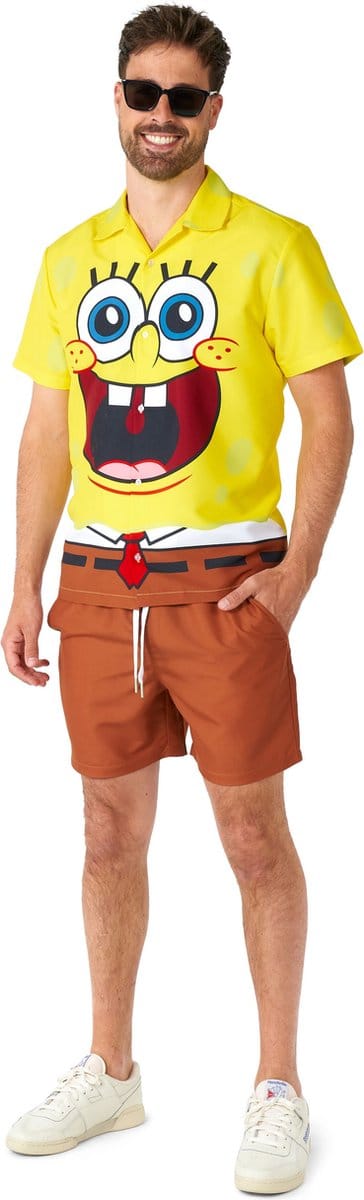 Suitmeister SpongeBob™ - Heren Zomer Set - BIkinibroek - Squarepants - Carnavalskleding - Geel - Maat S