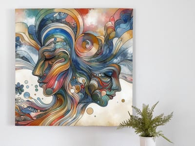 Acryl aquarel schilderij | Levendige kleuren dansen op het canvas van onze ziel | Kunst - 80x80 centimeter op Forex | Foto op Forex