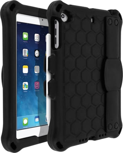 Avizar Hoesje Geschikt voor iPad Mini 1 / 2 / 3 Hybride met Draaibare Handgreep en Standfunctie, Zwart