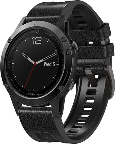 By Qubix - Geschikt voor Garmin bandje - 26mm Quickfit - leer + siliconen bandje - Zwart - Geschikt voor Garmin Fenix 7X / 6X / 5X
