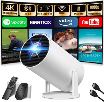 Quvo® Draagbare beamer - Beamer - Projector - Mini Beamer - Wit - 13cm x 16cm x 18cm