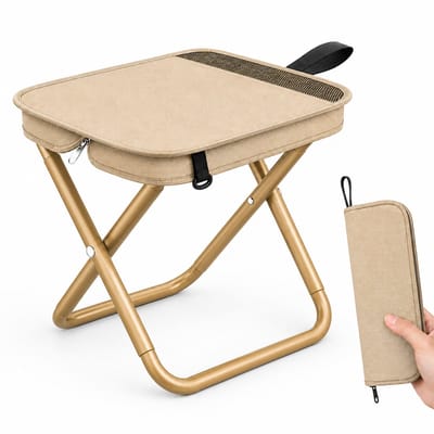 Heuts Goods - Mini Campingstoel - Vouwstoel - Campingstoel Opvouwbaar - Strandstoel - Kampeerstoel - Makkelijk Draagbaar - Inklapbaar - Lichtgewicht - Beige