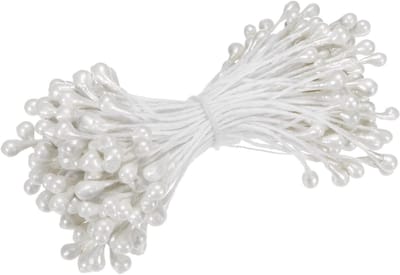 150-Pack Kunstbloem Stamens Kit - 3mm Mini Dubbele Hoofden voor Bloemcreaties, DIY Kransen en Bruiloft Bloemarrangementen [Wit]