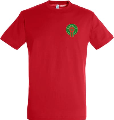 T-shirt Embleem Marokko Klein | Rood Marokko Shirt | WK 2026 Voetbal | Morocco Supporter | Africa Cup | Rood | maat XS