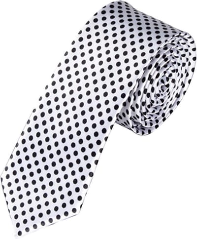 Fako Fashion - Skinny Stropdas - Smal - 5cm - Print - 145cm - Stipjes Wit/Zwart