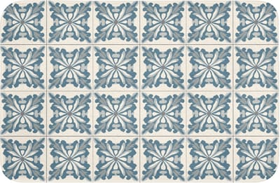 Badmat 60x40 cm - Antislip - Dessin - Tegel - Blauw - Badmatten voor badkamer - Badkamermat - Douchemat - Badkamer mat