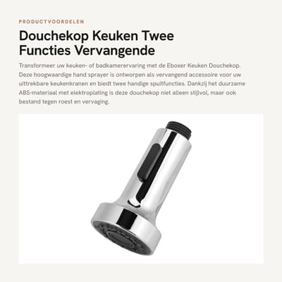 Dailygoods - Douchekop - Keuken - Twee Functies - Vervangende Hand Sprayer - Badkamer - Hoogwaardige waterbesparing - Geschikt voor Keuken - Modern on...
