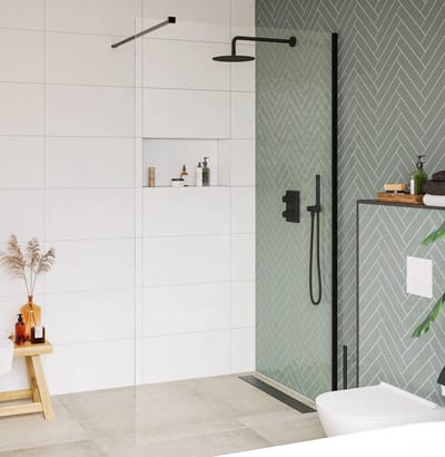 Saqu Modulo Inloopdouche - 90x210 cm - Veiligheidsglas - Anti-kalk - Mat Zwart - Douchewand