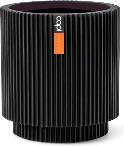 Capi Europe - Vaas cilinder Groove Black & Gold - 15x17 - Zwart - Opening Ø13 - Bloempot voor binnen - 5 jaar garantie - BGVBL313