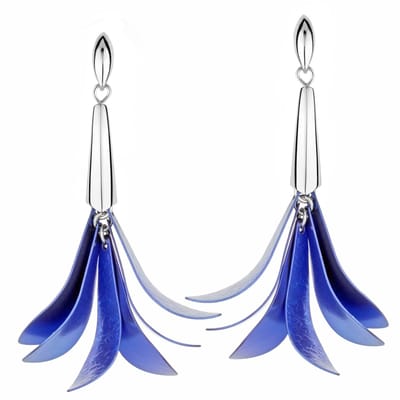 Cavill - Titanium en 925 Sterling Zilver Oorbellen - Blauwe Cascades Bloemdesign - Lichtgewicht, Moderne en Elegante Statement Oorhangers