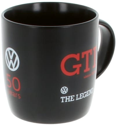 BRISA VW Collection - Volkswagen grote keramische koffie-thee-cappuccino-mok-beker-kopje voor in de keuken in GTI-design (370 ml/GTI 50 jaar/The Legend/Zwart)