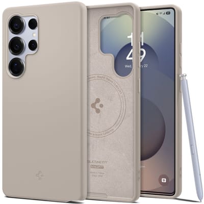 Spigen Silicone Fit MagFit - Hoesje Geschikt voor Samsung Galaxy S25 Ultra - Back Cover Compatibel met MagSafe / Qi2 - Natural Titanium