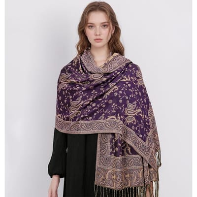 Pashmina Sjaal Sjaal Wrap Paisley Jacquard Stola's Vintage Cashew Sjaals Bedrukt Zonnebrand Hijab blue