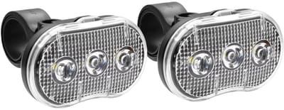 Benson Fietslamp - 2x - LED - wit - waterbestendig - 3 functies - incl. batterijen