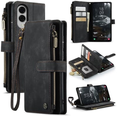 CaseMe Hoesje - Geschikt voor Samsung Galaxy S25 Edge Hoesje - CaseMe C30 Book Case met Portemonnee - Zwart