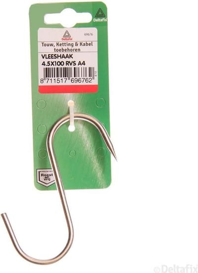 Deltafix vleeshaak r.v.s. a4 100mm x 4.5mm 1 st.