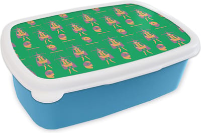 Broodtrommel Blauw - Lunchbox - Brooddoos - Masker - Patronen - Carnaval - Joker - 18x12x6 cm - Kinderen - Jongen
