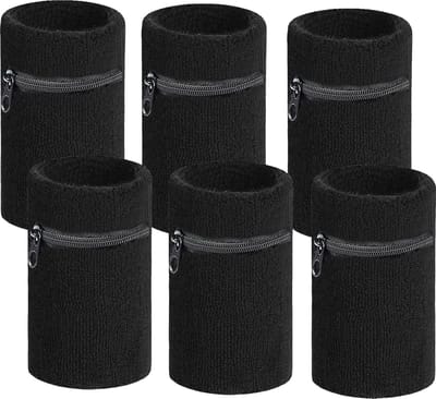 Arowell Premium Polszweetbandjes met Portemonnee en Rits – Zwart – 12 x 8 cm – Set van 2