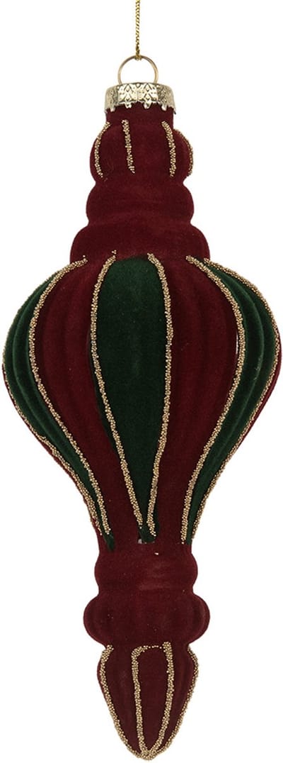 Clayre & Eef Kerstbal Overig Ø 6x15 cm Rood Groen Glas Kerstballen