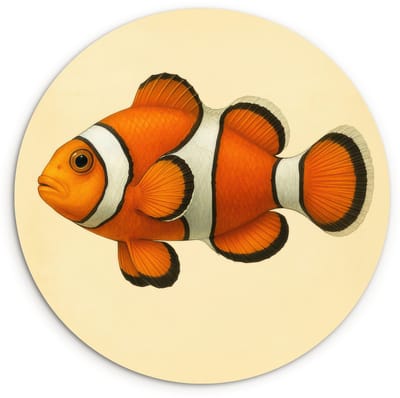 WallCircle® Wandcirkel 120x120 cm - Muurcirkel Vis - Oranje - Strepen - Muurdecoratie woonkamer - Wanddecoratie slaapkamer - Kamer decoratie accessoires - Ronde schilderijen XXL