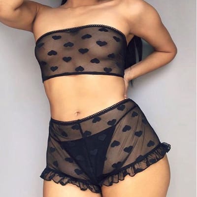 CHPN - Lingerie Setje - Lingerie met Hartjes - Small - Sexy lingerie - Sexy ondergoed - Valentijnsdag - Zwart - lingeriesetje - Underwear
