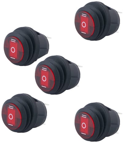 Dailygoody - LED Tuimelschakelaar - Waterdicht - Ronde Schakelaar - 12V - Geschikt voor Auto en Boot - KCD1 Rood