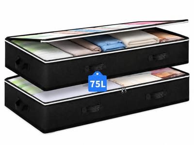 BOTC Opbergzak Organizer - Opbergtas 75L liter - Set van 2 - 100*50*15cm - Opvouwbare Kledingopslag - Zwart/transparant