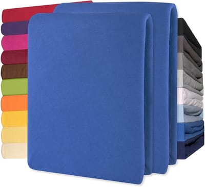Lucina 2 stuks Hoeslakens Jersey Katoen Stretch 30cm Hoge Hoek - Set van 2 - royal blauw 90x200cm - 100x200cm