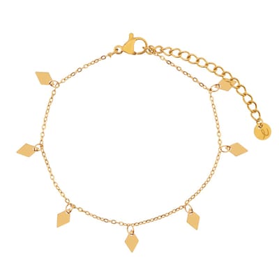 Essentialistics - Armband met een boel ruitjes - Volwassenen - Goudkleur - Stainless steel (verkleurt niet) - Verlengkettinkje