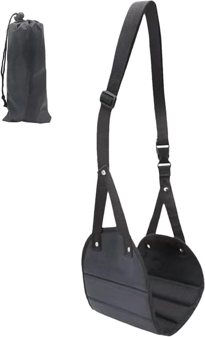 Beenhangmat Reis - Voetsteun Vliegtuig - Comfortabel Reizen - In Hoogte Verstelbaar - 49 x 435 cm - Zwart