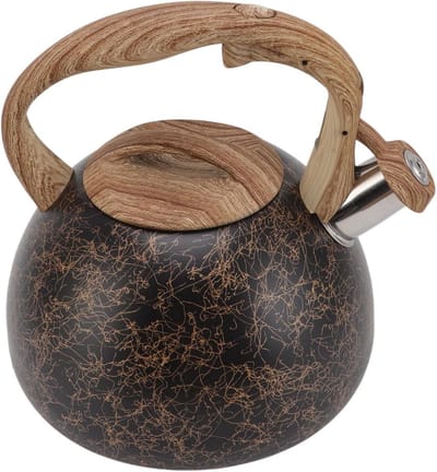 Fluitende waterkoker - Theepot kookplaat - Water koken - Houtnerf patroon - 3 Liter capaciteit - Zilver