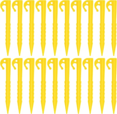 QTTVBTNA – 20 Stuks Tentharingen – Kunststof – Robuuste Grondpennen voor Tent en Tuin – Lichtgewicht en Duurzame Haringen – Geschikt voor Camping, Outdoor, Tuin en Grondverankering – 14,4 cm– Geel