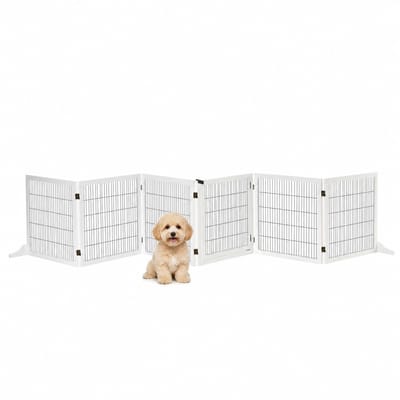 ECTEATOY® Hondenhekje -Oprolbaar Hondenhek - - Voor Kleine Tot Middelgrote Gonden - 432 x 36 x 70 cm - Wit