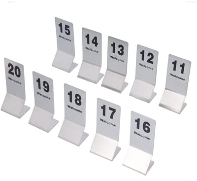 Dailygoods- Tafelnummers Set van 10 - Dubbelzijdig Genummerd - Roestvrij Staal - Tafelnummerkaarten - Voor Bruiloften en Evenementen - Gewicht 1093g - Tafelnummerkaart