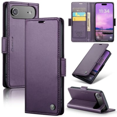 CaseMe Wallet Case met RFID Bescherming Kaarthouder en Magneetsluiting voor Apple iPhone Air _ Paars