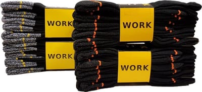 Work werksokken 20 paar zwart grijs en zwart oranje maat 39/42