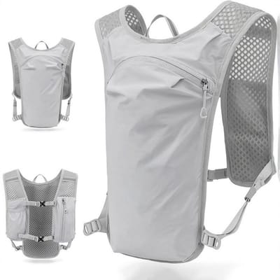 Sportvest - Geschikt voor fietsen en hardlopen - Compatibel met drinkrugzak - Rugzakstijl - Ademend - Vestontwerp - Lichtgewicht racevest - Afmetingen: 21 x 7 x 38 cm - Grijs