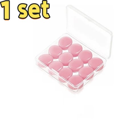 1 set - 12 ronde siliconen oordopjes - voor kinderen, volwassenen en om mee te slapen - super geluidsisolatie - ruisonderdrukking - geschikt om mee te slapen, voor volwassenen en kinderen - 6,5*5*1,3 cm - roze