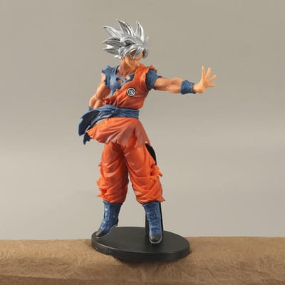 23CM Anime Super Dragon Ball Son Goku Migatte no Gokui 10e Verjaardag Zilver Haar Son Goku Model Speelgoed Cadeau Actiefiguur With box brown