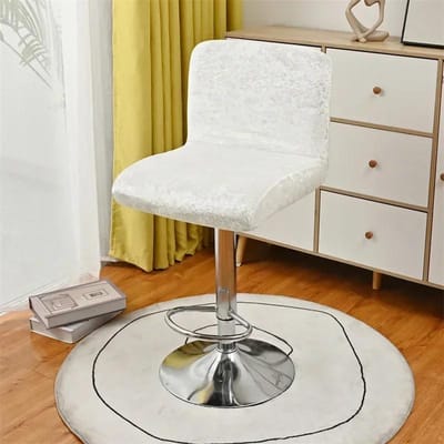 Zachte Pluche Barkruk Stoelhoes Elastisch Korte Rug Draaistoel Slipcover Verwijderbare Stoelhoezen Zithoes Hotel Decor 1pc chair cover beige